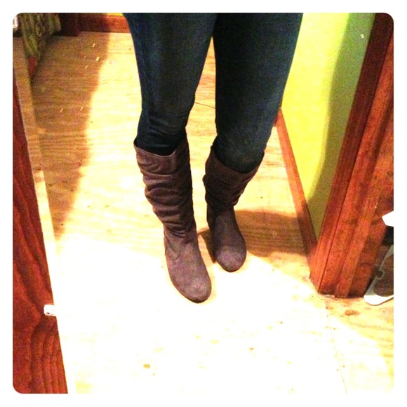 Tall grey boots!