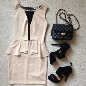 SOLD❗HOST PICK👍Tan Peplum Sheer Dress
