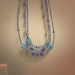 Blue and silver Indian necklace