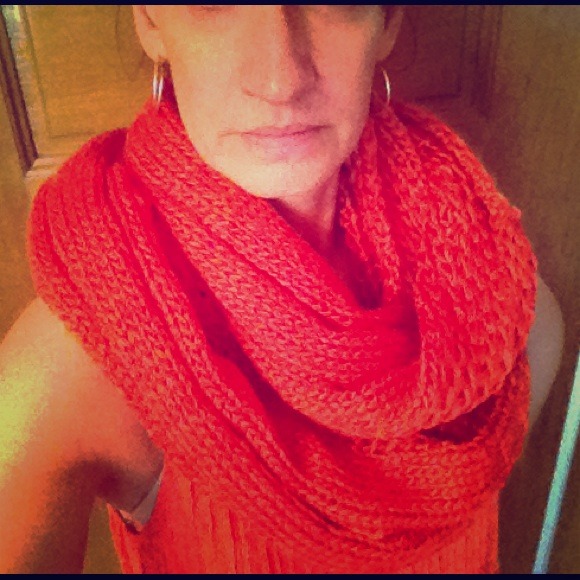 Orange knit infinity scarf
