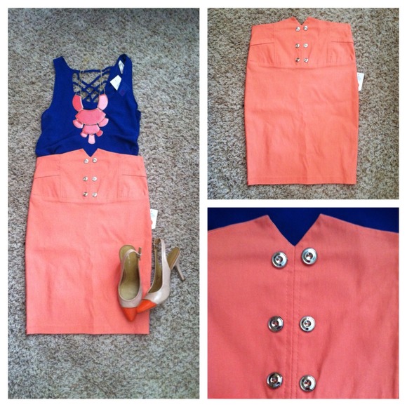 SOLD IN BUNDLE Coral High Waisted Pencil Skirt