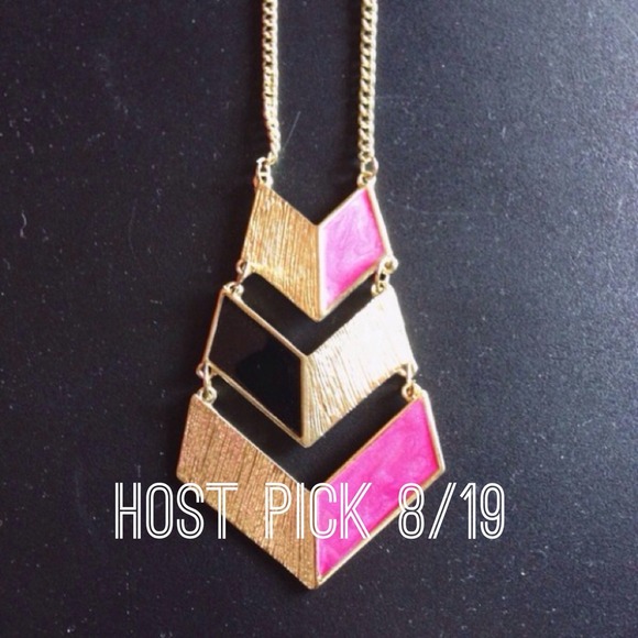 🎉HOST PICK🎉Pink/Black Chevron Necklace