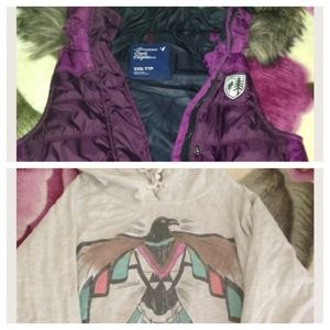 BUNDLE DEAL! Purple puff vest & tribal hoodie