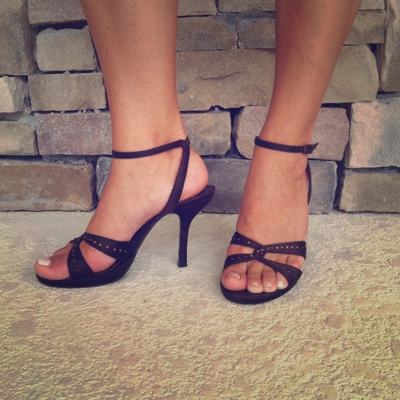 Brown strappy heels/ just reduced