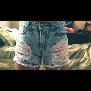 American flag distressed high waisted shorts