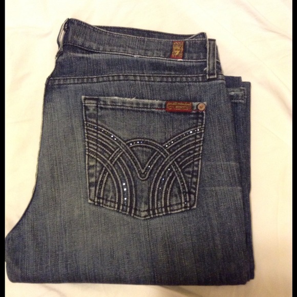 7 For All Mankind Bootcut Crystal Art Deco Pocket - Picture 2 of 4