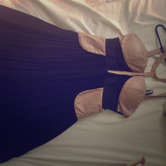 Angel Biba black and beige cocktail dress