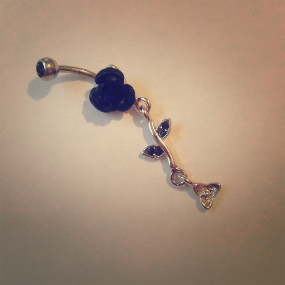 Dangling black Rose Belly Ring
