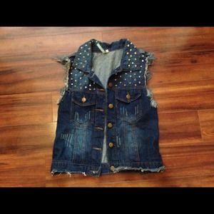 Denim vest with studs