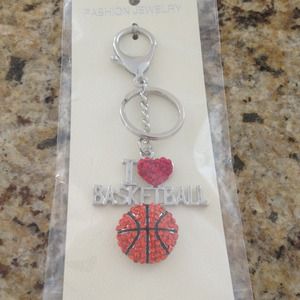 Brand New "I ❤ Basketball" Silver Key Chain