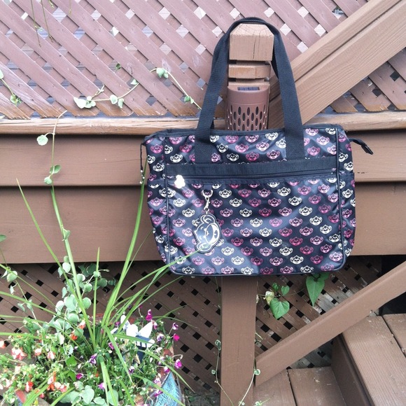 Pink black and white monkey tote.