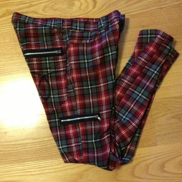 ✅Plaid Skinny Pants