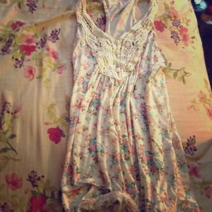 Long floral print lace shirt/dress