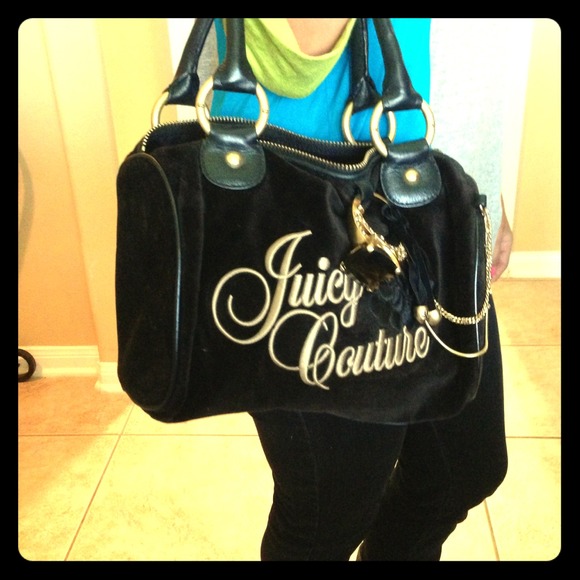 JUICY COUTURE black velour handbag
