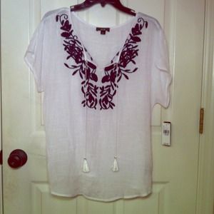 Stitch print loose fitting top