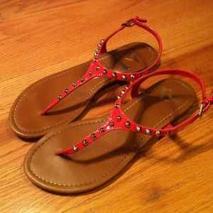 Orange studded strappy sandals