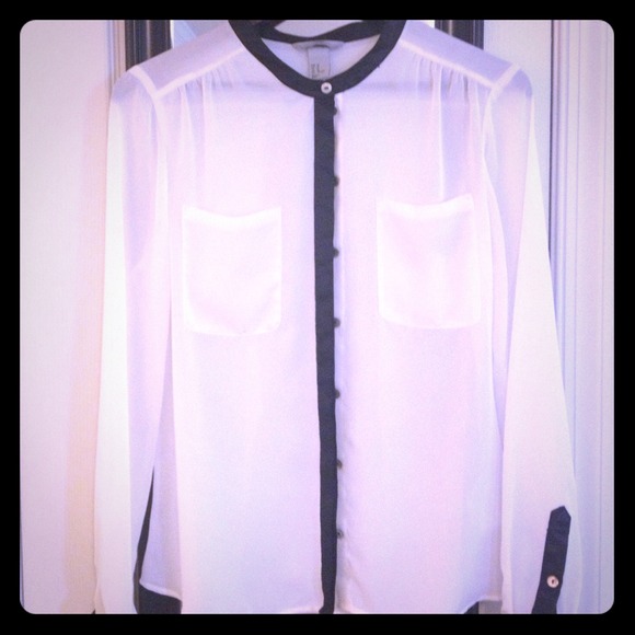 ❤SOLD❤H&M Sheer Silk Button-down Shirt