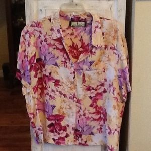 Rayon Vintage Look Print Campshirt
