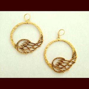 ❌ HOLD ❌ Gold angel earrings w/ real ruby on back