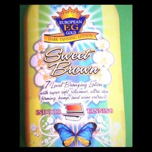Sweet brown indoor tanning lotion.