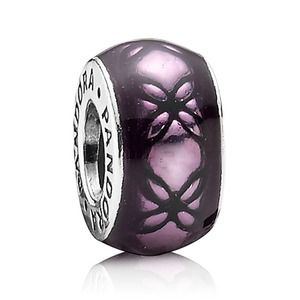 RESERVED-- Pandora purple floral vintage spacer