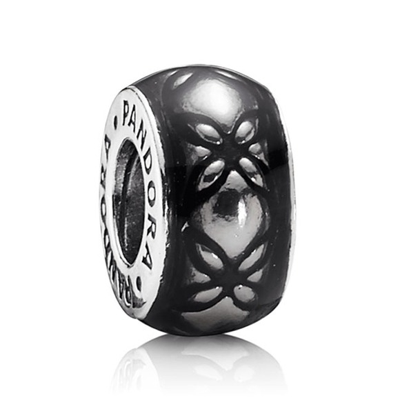 RESERVED--Pandora grey floral vintage spacer