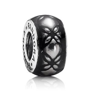 RESERVED--Pandora grey floral vintage spacer