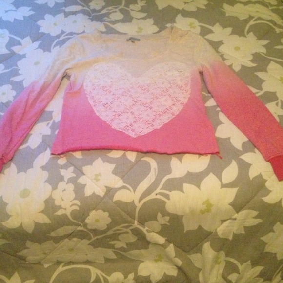 Charlotte Russe lace heart pink ombré sweater
