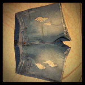 Forever 21 Plus Destroyed Denim Shorts