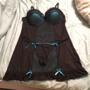 Blue & black lingerie size 2X NEVER WORN