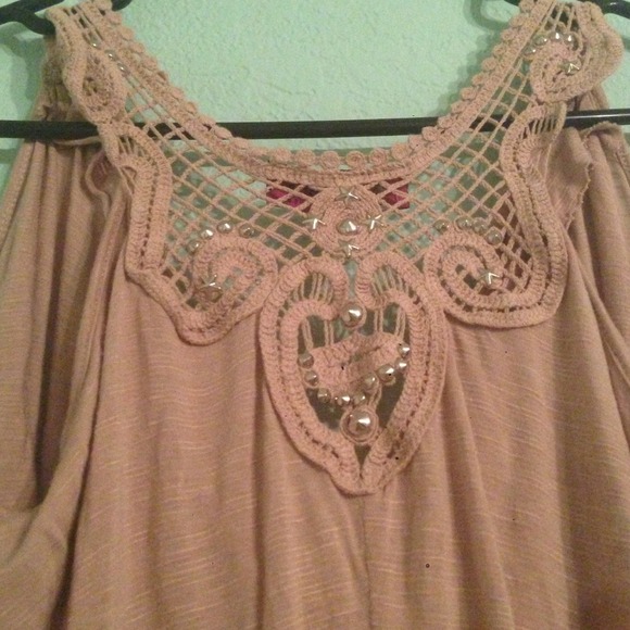 Nude/tan off shoulder top - Picture 2 of 3