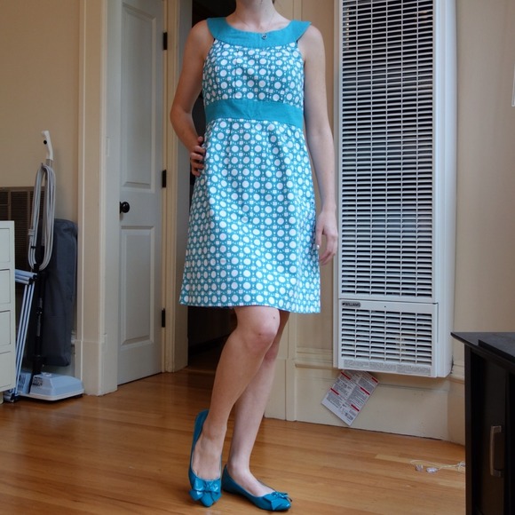 Teal retro work dress