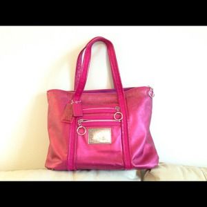 Couch Puppy metal pink tote