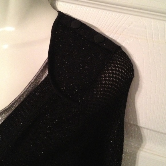 Zac Posen Sparkle Mesh-Sleeve Cardigan Black Small - Picture 2 of 2