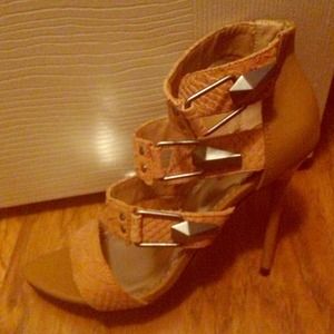 Bebe tan strappy sexy heels! NWOT