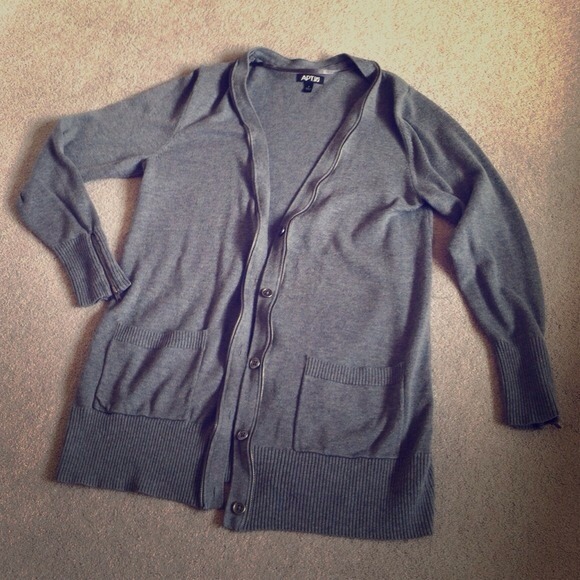 APT 9 Grey Button-Up Sweater