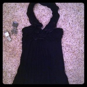 NWOT Express Black Ruffle Halter