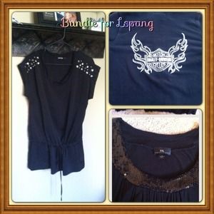 4 tops and harley zip front hoodie