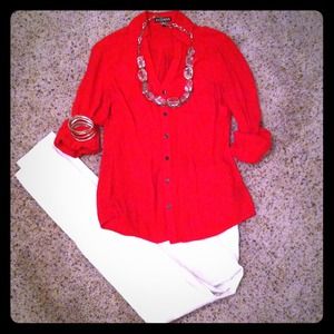 Express Red Button down shirt