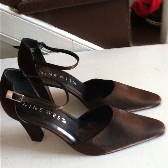 Chocolate brown satin dress shoes