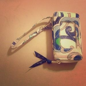 Blue and white wallet/phone holder