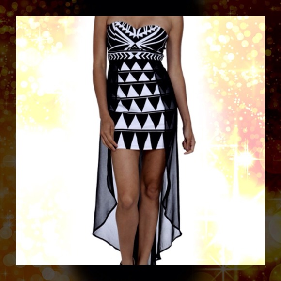 Tribal chiffon high- low dress