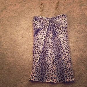 Leopard print dress with chain straps