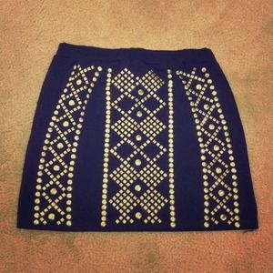 Sexy black mini / skinny skirt with gold studded