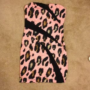 Sexy leopard print pink party or clubbing dress