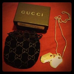 Gucci dog tag necklace