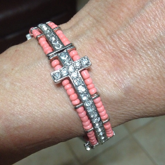 Crystal Beaded Cross bracelet