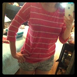 Hollister Pink striped 3/4 sleeve top