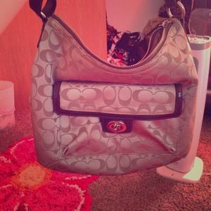 Coach authentic over the shoulder brown purse!