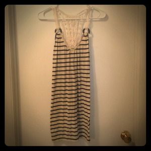 Cream  and navy blue dress